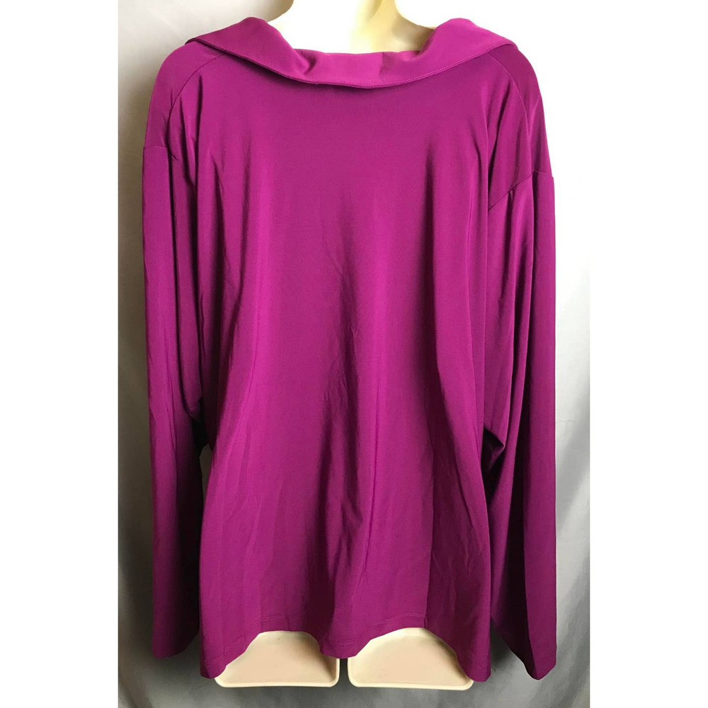 Effortless Style Purple Blouse Womens 3X NWT Collared V Neck LS QVC - Picture 2 of 6